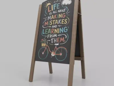 Customizable A-Frame Chalkboard Sign Low-poly 3D model