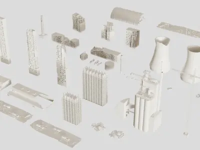 Post Apocalyptic factory and Power station 3D model