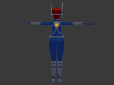 Space girl laser gun Low-poly 3D model
