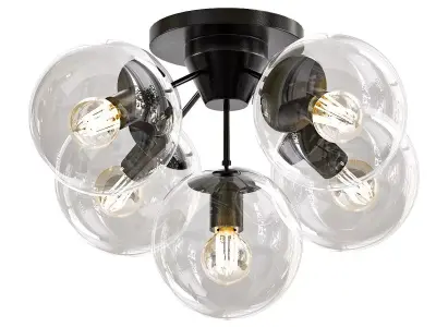 Untitled five light ceiling fixture with glass globes 3D model