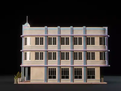 MIAMI VICE CITY ART DECO BUILDING 5 Low-poly 3D model