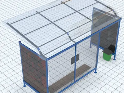 Busstop 2 bus stop with sign 3D model