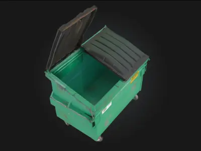Green Dumpster  Urban Decay with Functional Detail 3D model