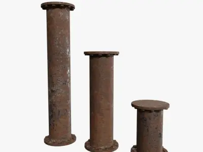 Rusty pipes Low-poly 3D model