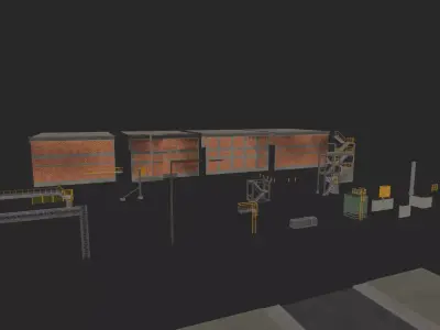Modular Industrial Pack Low-poly 3D model