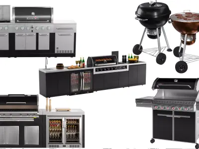 BBq and outdoor kitchen collection 3D Model Pack