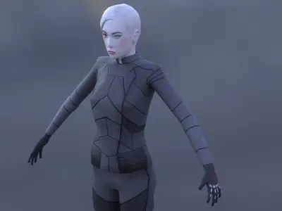 Sci-Fi Female Character in black  Low-poly 3D model