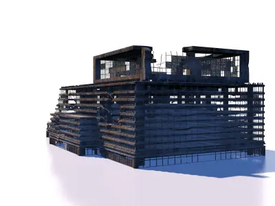 Buildings and skyscrapers in ruins 3D model