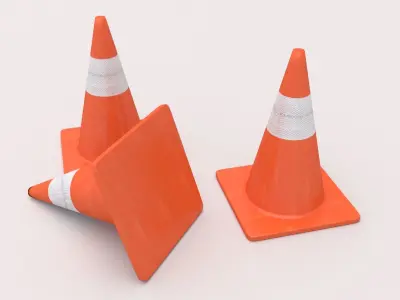 Traffic Cone Low-poly 3D model