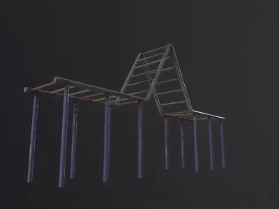Soviet Oldschool Monkey Bars 3D Model Low-poly 3D model