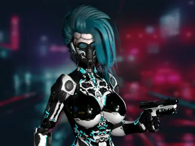 Robot Girl 2 Low-poly 3D model