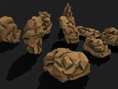 Mountain desert Rocks - PBR Pack 05 Low-poly 3D model