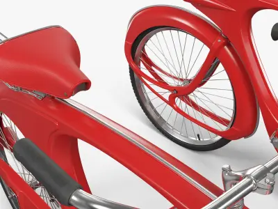  Collectible Retro Cruiser Bicycle Red Rigged for Cinema 4D 