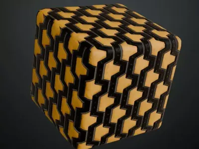 Yellowish Sci-fi Wall PBR Seamless Texture