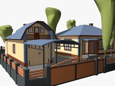 Cartoon Village House Low-poly 3D model