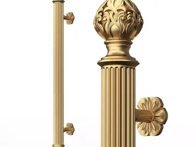 Classic Door Handle 05 Gold Low-poly 3D model