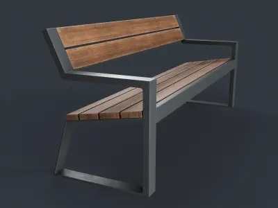 Modern Outdoor Bench 10 PBR Game Ready Low-poly 3D model