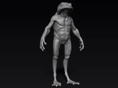 Frog Humanoid Creature 3D model