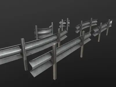 Modular Road Barriers Low-poly 3D model