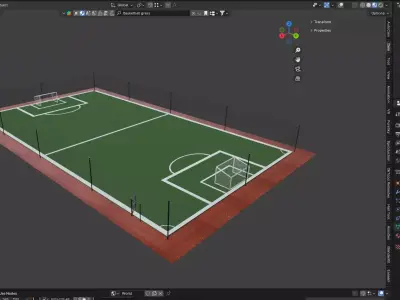 Outdoor Basketball Court 3D Model - PBR Low Poly Low-poly 3D model