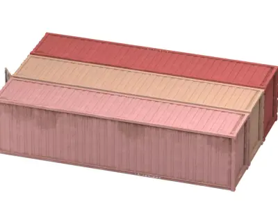 Set of 3 Shipping Container long version 3D model