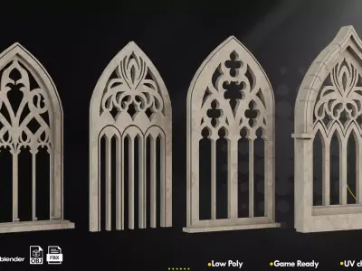 25 Gothic Window Vol1 Low-poly 3D model