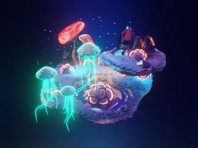 Alien forest 3D model Render in blender Low-poly 3D model