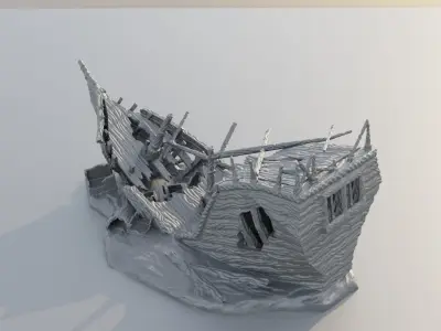 Sunken Ship Remains Tabletop Terrain 28 mm 3D print model