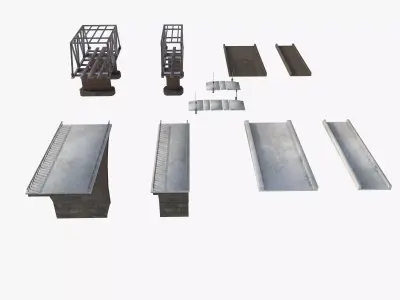 a set of railway bridges Low-poly 3D model