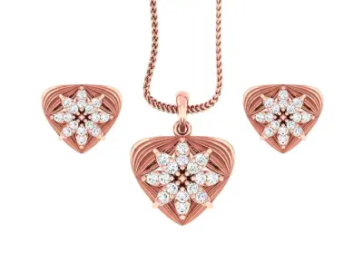 Triangle Flower Light wt Pendant Earrings Set 3dm stl obj mtl  3D print model