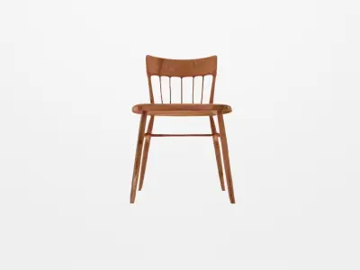 Basic Light Wood Spindle Chair Free low-poly 3D model
