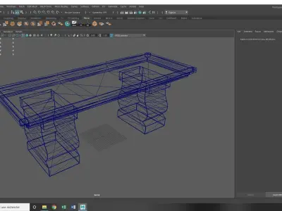  medieval stone bench Low-poly 3D model