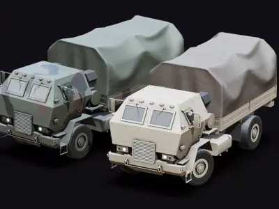 Military 4x4 Light Supply Truck Low-poly 3D model