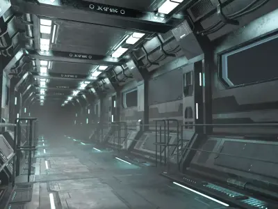 Sci-Fi Modular Corridor Version1 Low-poly 3D model