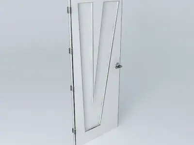 Letter V 3D door very detail with glass lock and hinger Free 3D model
