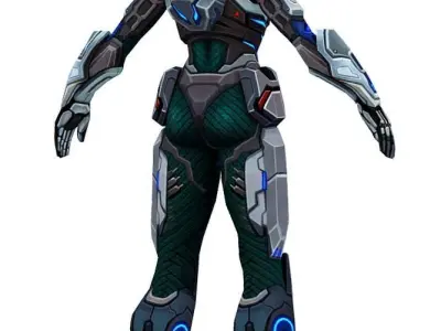 Low Poly Woman Cyborg Trooper Low-poly 3D model