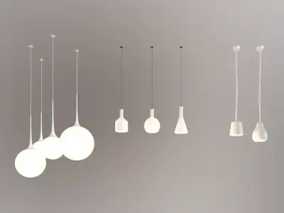 Pendent Collection 3 two pendant lights hanging from wall 3D model