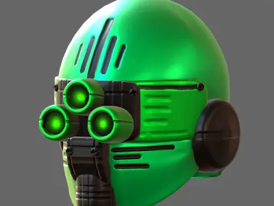 Gas mask helmet 3d model scifi Low-poly  Low-poly 3D model 322