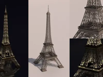 Eiffel Tower day and night 3D model