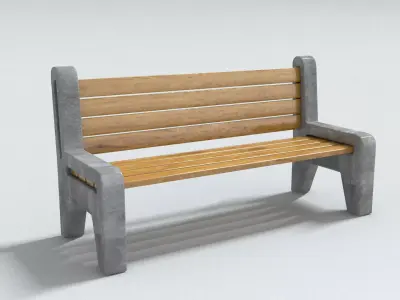 laos Park Bench Low-poly 3D model