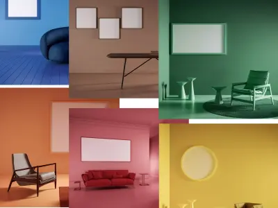 Six different rooms ready to be used in your projects 3D model