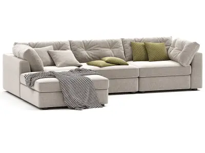 Sohla 4 Piece L Shaped Grey Boucle Sectional Sofa 3D model