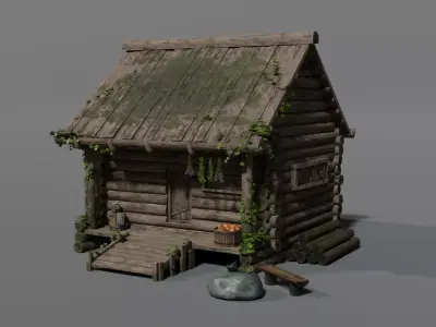  Log cabin - slavic hut Low-poly 3D model