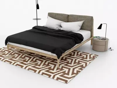 Scandinavian style bedroom set 3D model