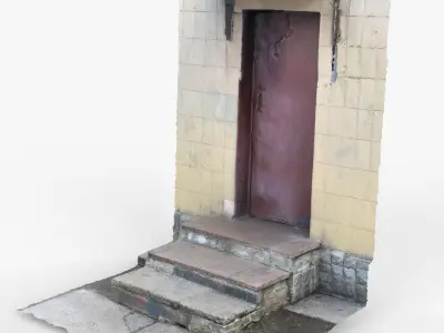 3D scan of stairs to old door industrial building Low-poly 3D model