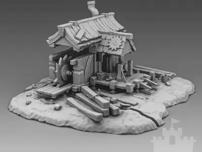 Cartoon sawmill 3D print model
