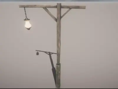 Medieval street lights Low-poly 3D model