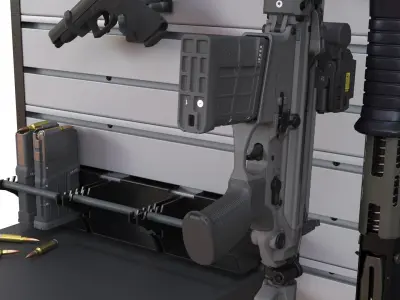  Gun Rack Gray with Weapons 