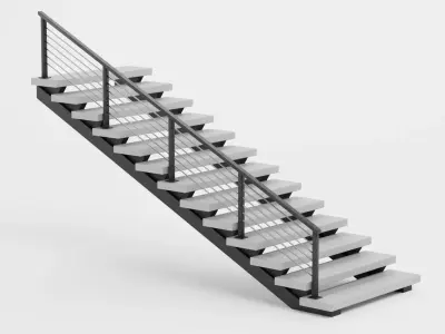 Straight Staircase V4 - Modern Interior Stairs Low-poly 3D model