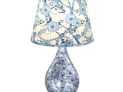 Blue White Chinoiserie Table Lamp 3D model
